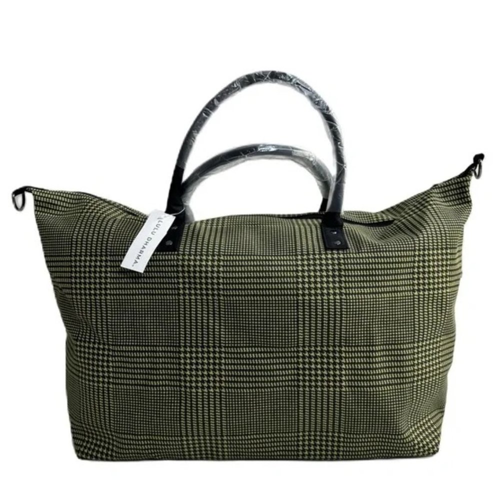 Weekender Bag Lulu Dharma Green Black Plaid Frasier‎ With Shoulder Strap NEW